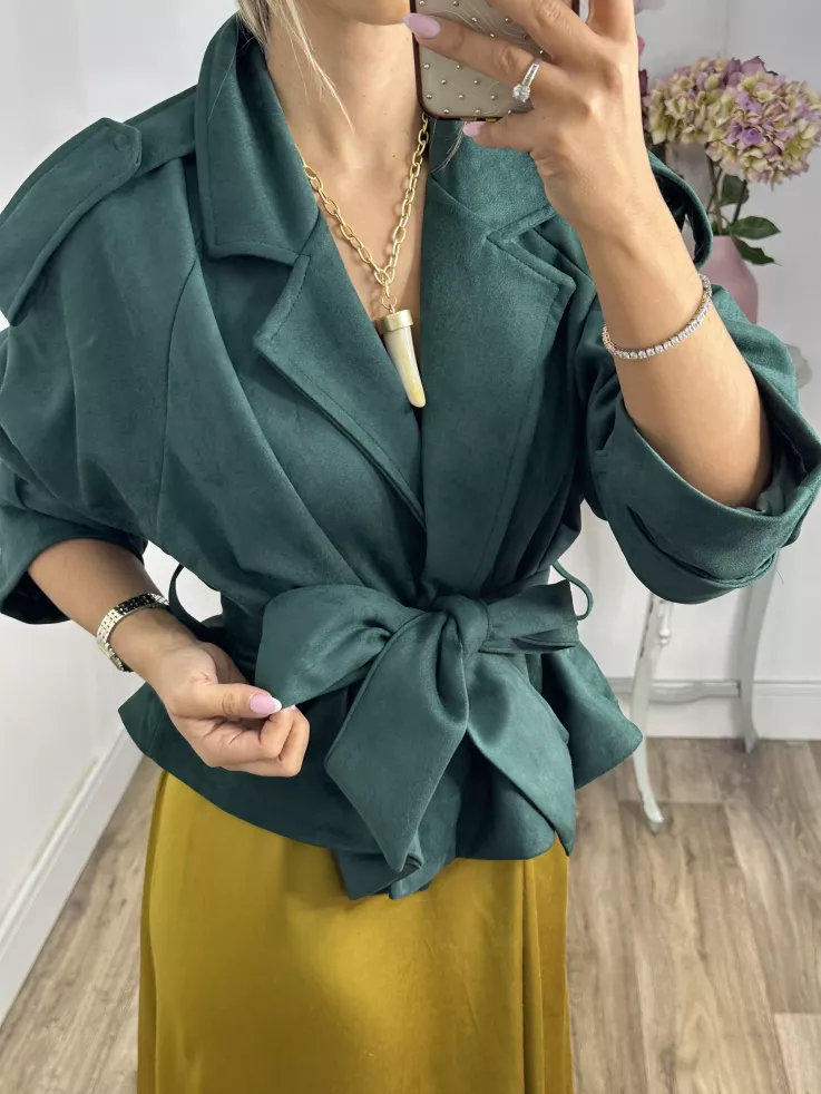 Gabardina corta antelina verde