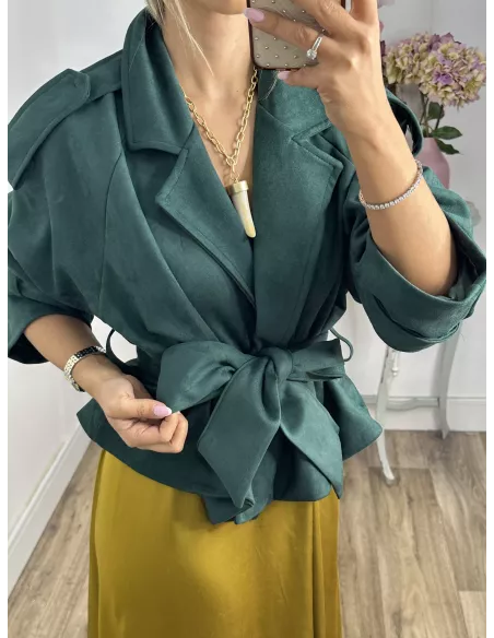 Gabardina corta antelina verde