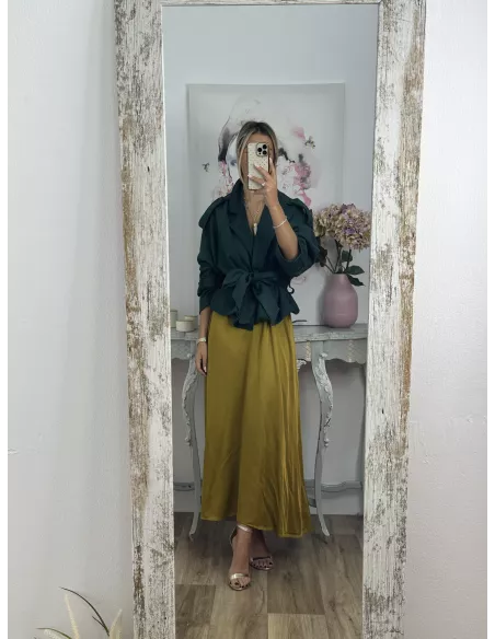 Gabardina corta antelina verde