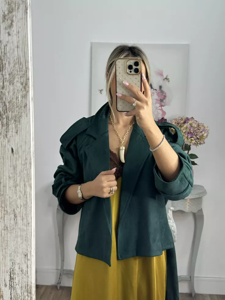 Gabardina corta antelina verde