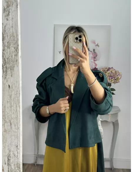 Gabardina corta antelina verde