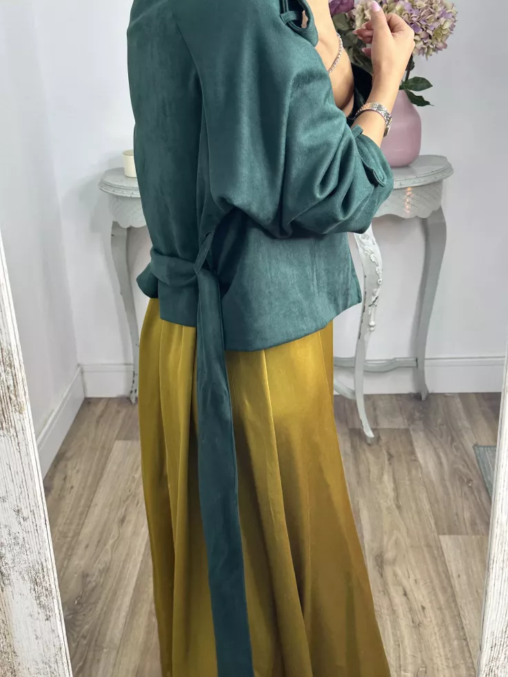 Gabardina corta antelina verde