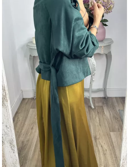 Gabardina corta antelina verde