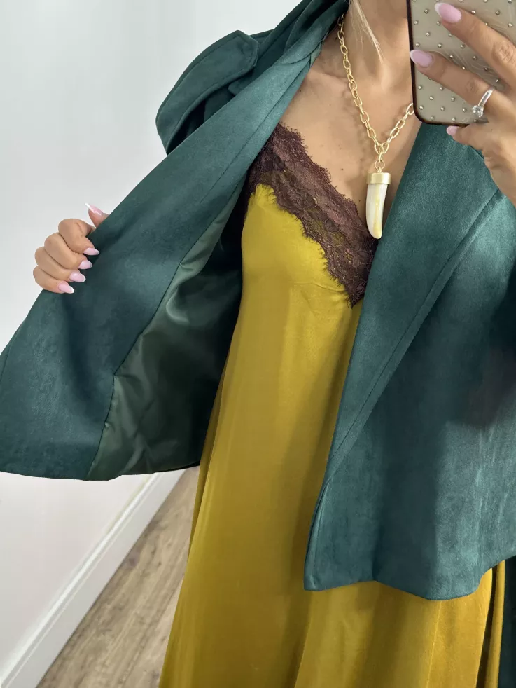 Gabardina corta antelina verde