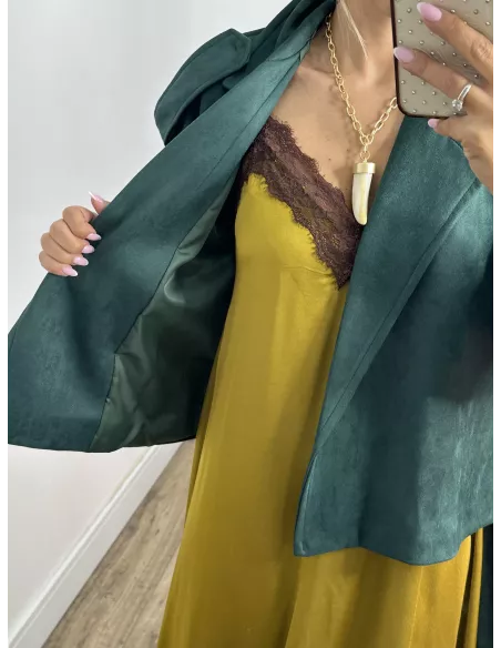 Gabardina corta antelina verde