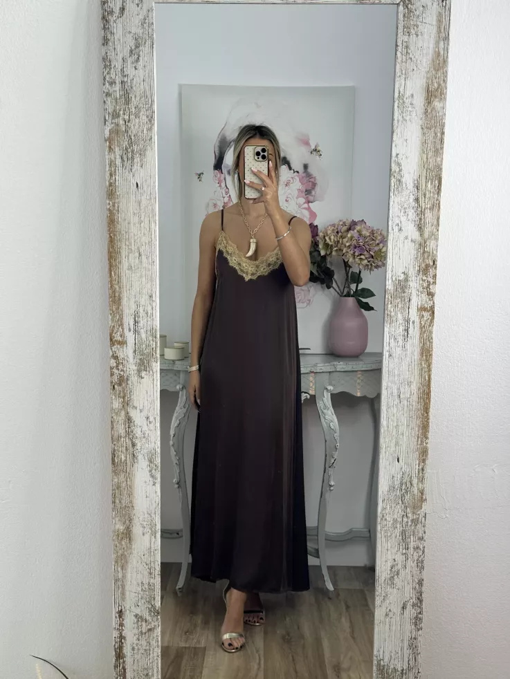 Vestido lencero largo chocolate