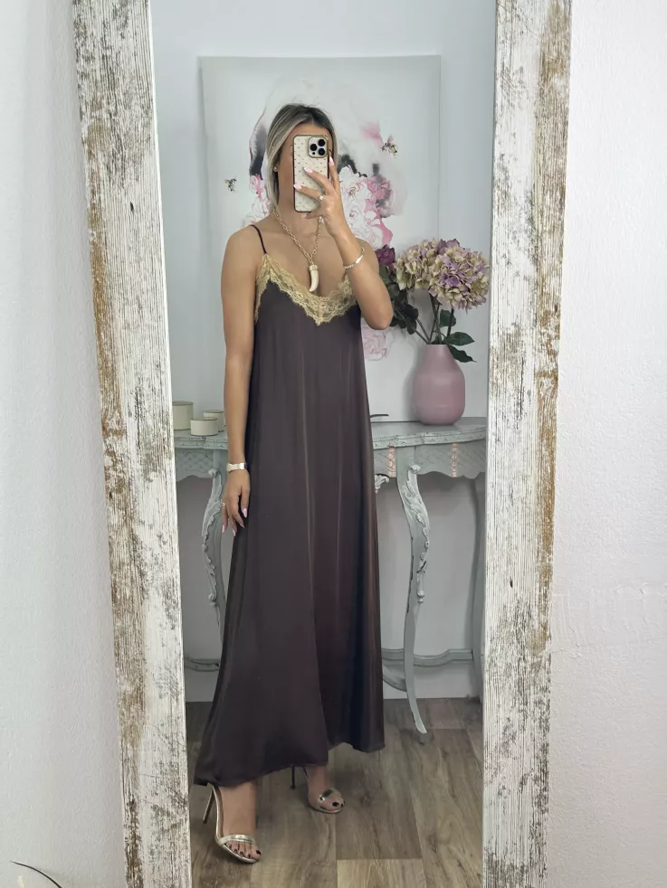 Vestido lencero largo chocolate