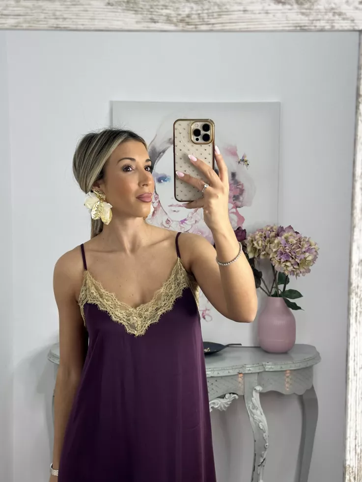 Pendientes hojas dorado y tul beige