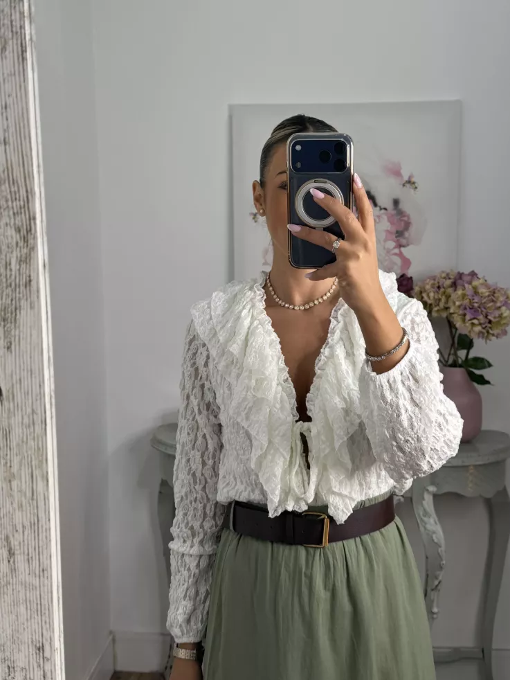 Camisa Romeo puntilla blanca