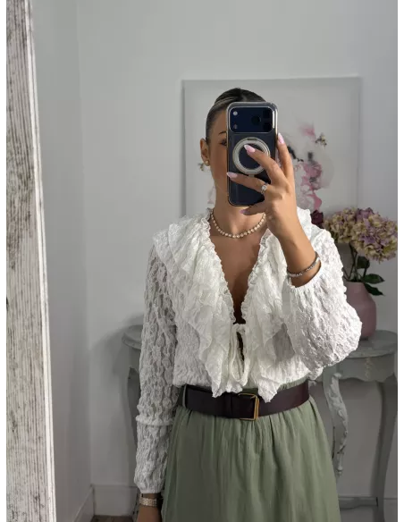 Camisa Romeo puntilla blanca