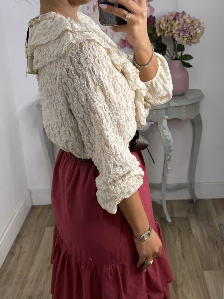 Camisa Romeo puntilla beige