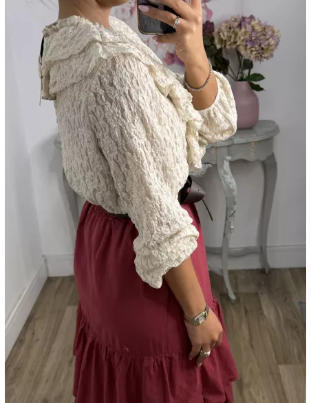 Camisa Romeo puntilla beige