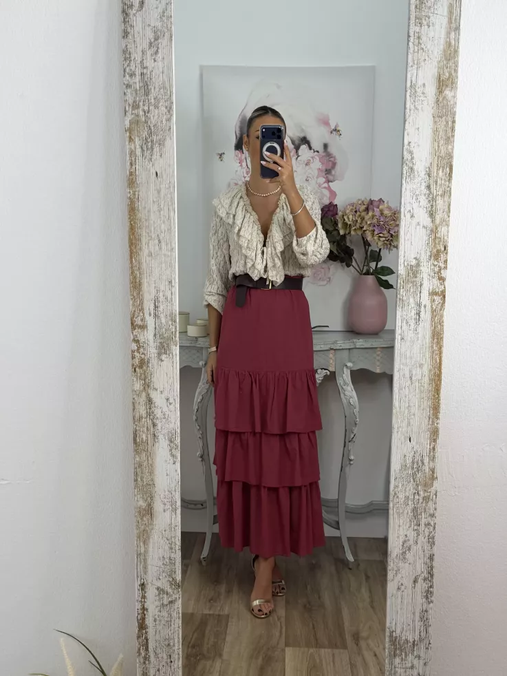 Camisa Romeo puntilla beige