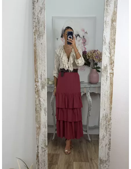 Camisa Romeo puntilla beige