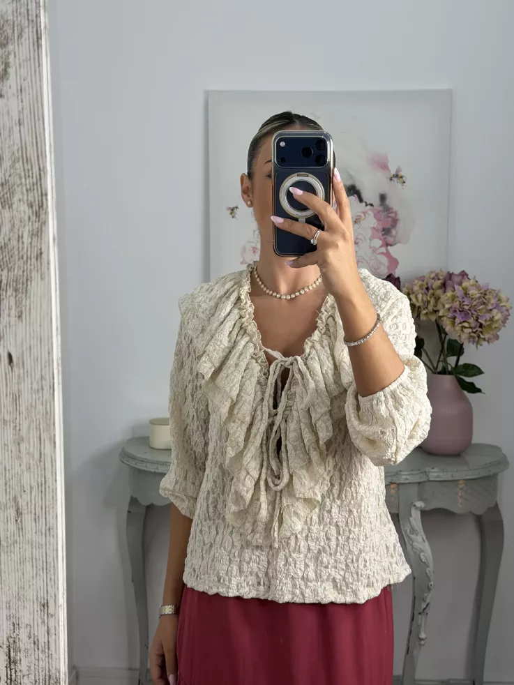 Camisa Romeo puntilla beige