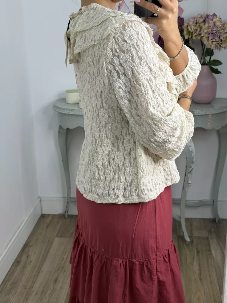 Camisa Romeo puntilla beige