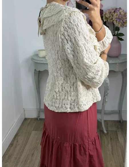 Camisa Romeo puntilla beige