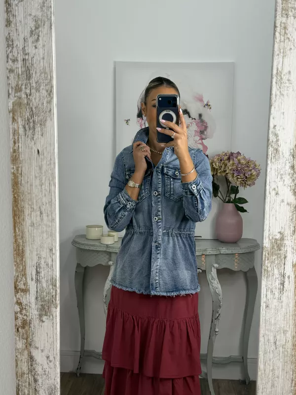 Chaqueta Denim efecto desgastado