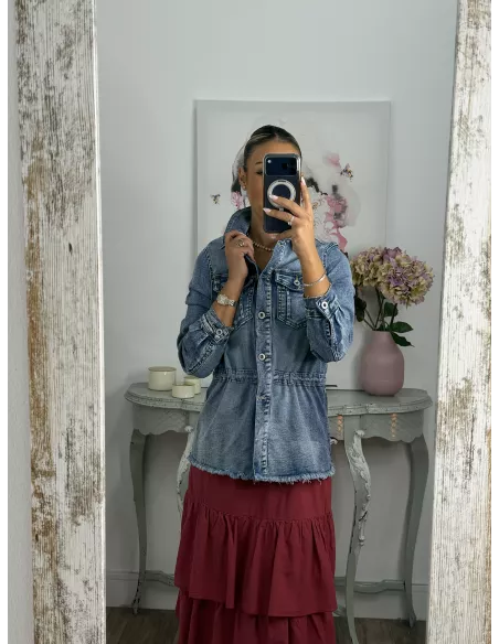 Chaqueta Denim efecto desgastado