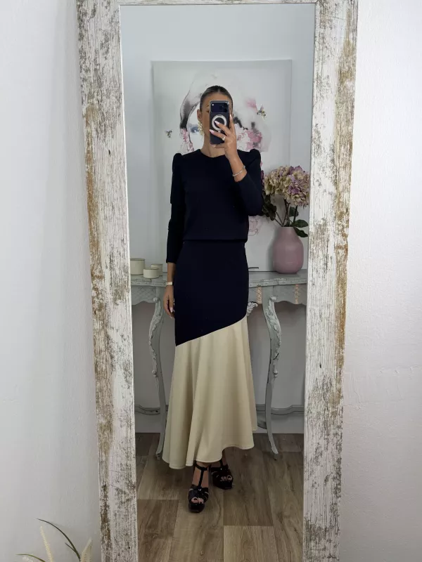 Conjunto Jerez azul y beige