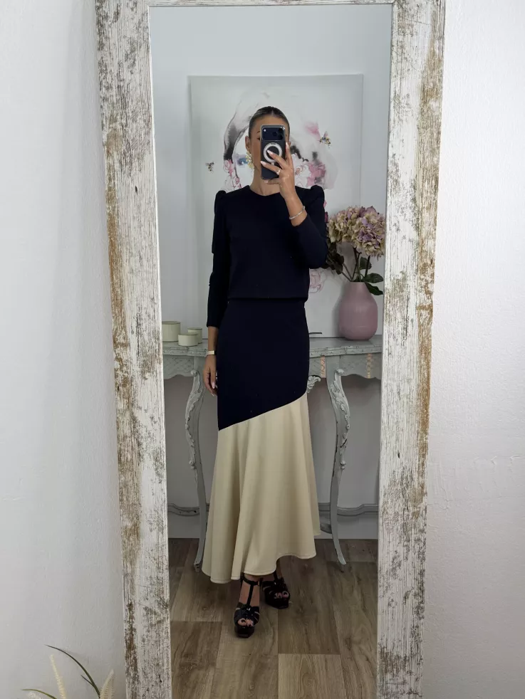 Conjunto Jerez azul y beige