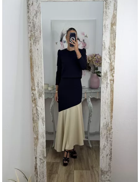 Conjunto Jerez azul y beige