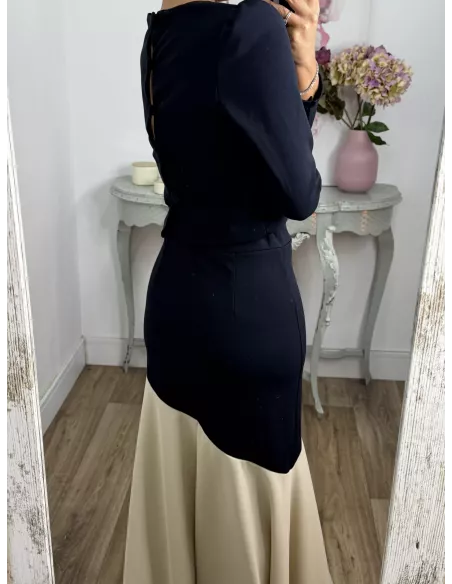 Conjunto Jerez azul y beige