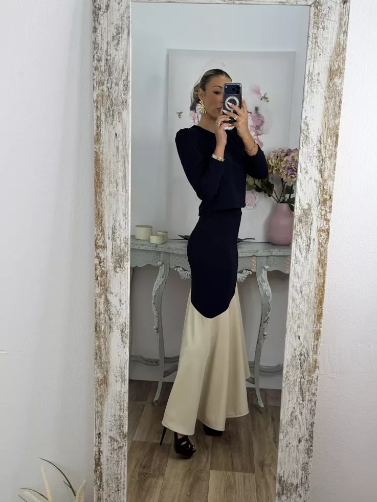 Conjunto Jerez azul y beige