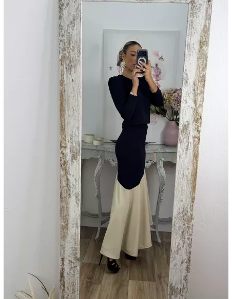 Conjunto Jerez azul y beige