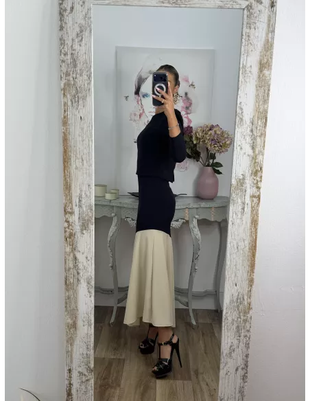 Conjunto Jerez azul y beige