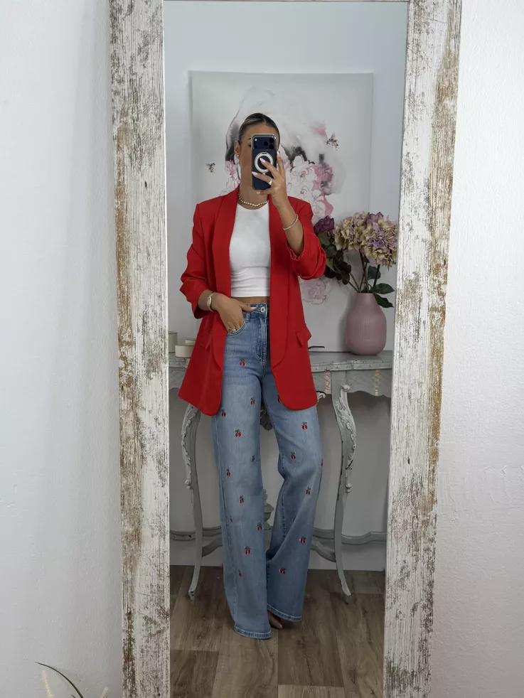 Jeans cerezas rojas
