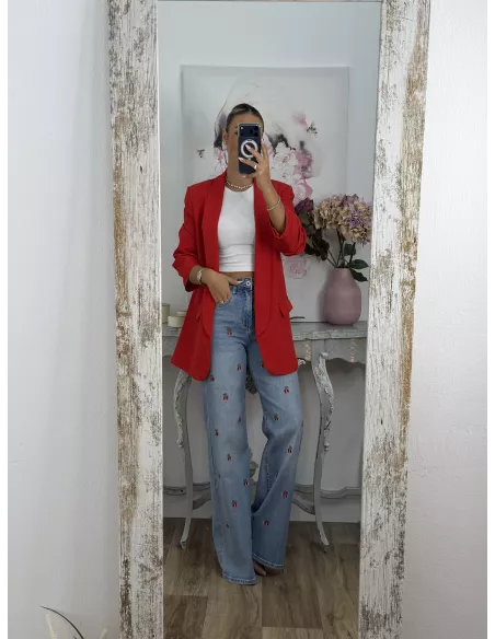 Jeans cerezas rojas