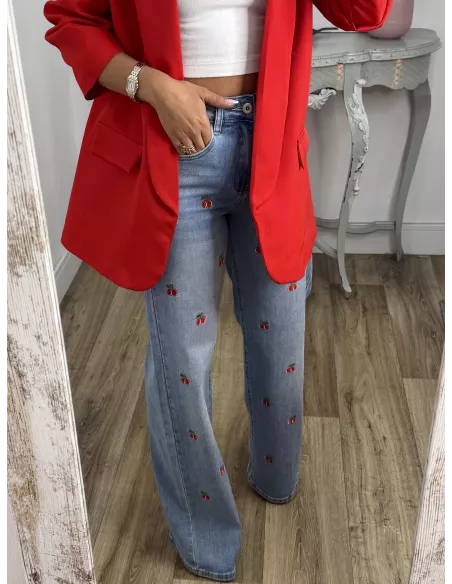 Jeans cerezas rojas