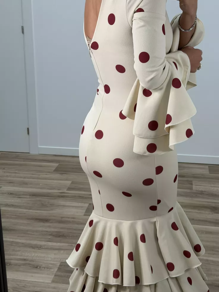 Vestido Sevilla beige lunares caldera