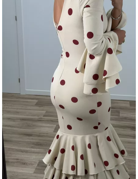 Vestido Sevilla beige lunares caldera