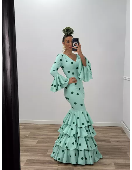 Vestido Sevilla lunares verdeagua