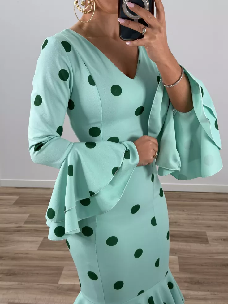Vestido Sevilla lunares verdeagua