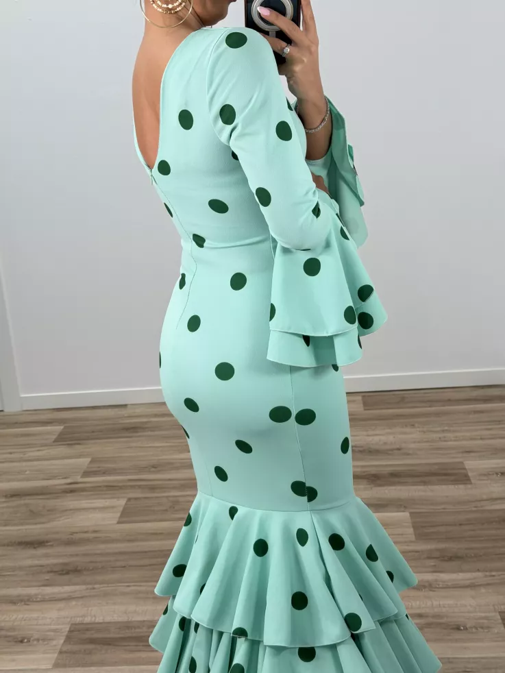 Vestido Sevilla lunares verdeagua