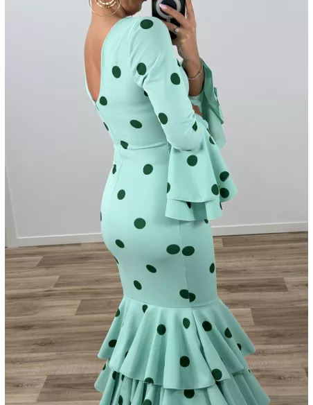 Vestido Sevilla lunares verdeagua