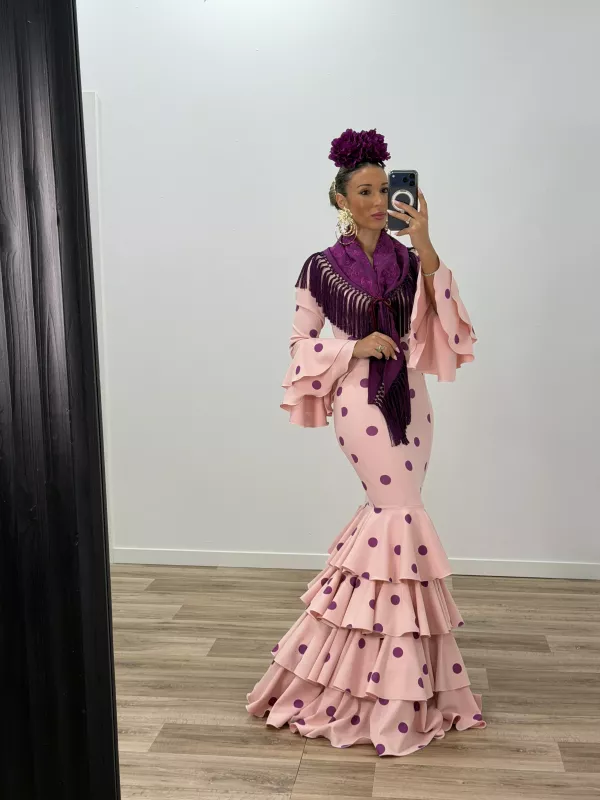 Vestido Sevilla lunares rosa