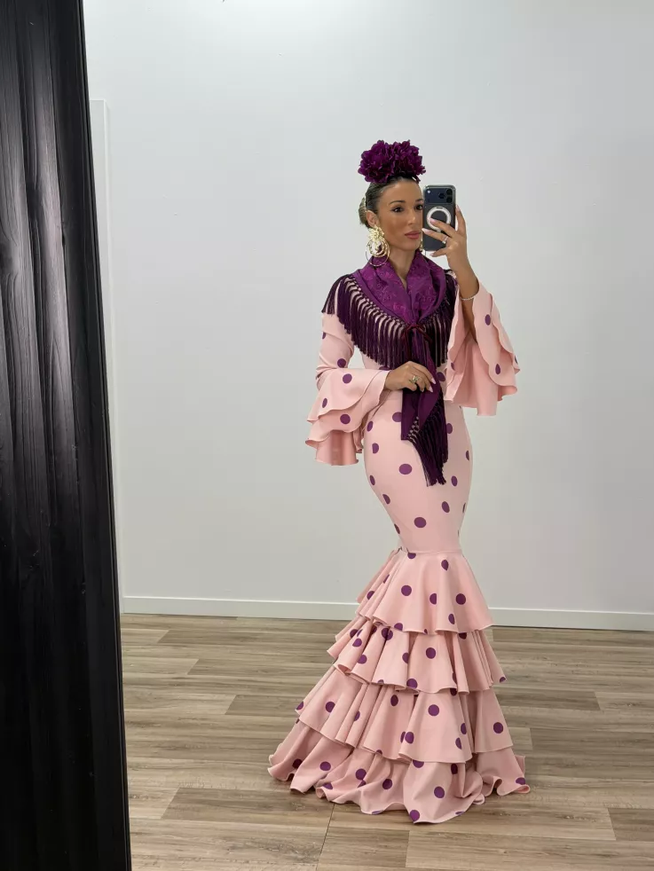 Vestido Sevilla lunares rosa