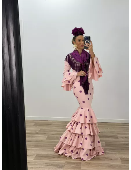 Vestido Sevilla lunares rosa