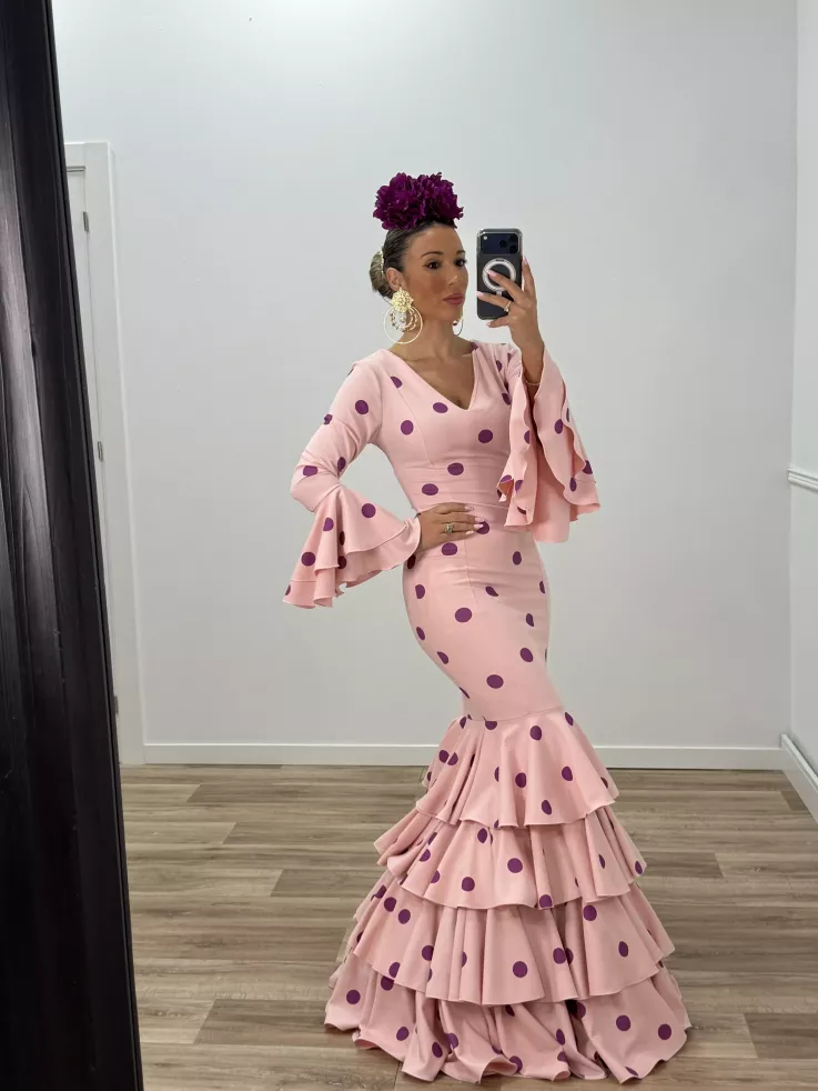Vestido Sevilla lunares rosa