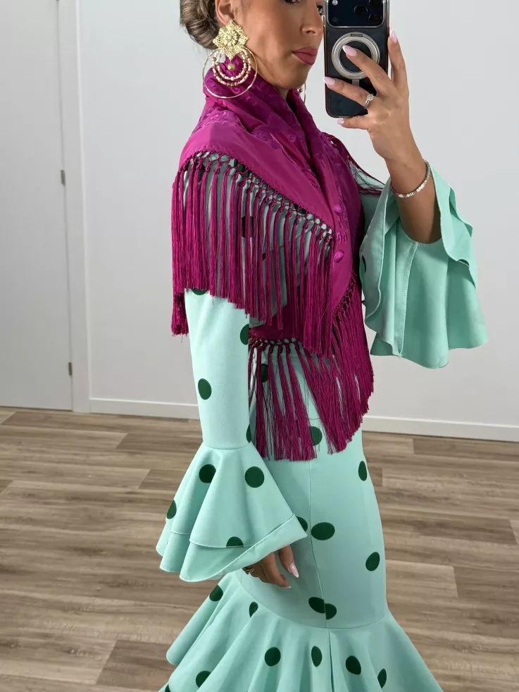 Mantón bordado unicolor buganvilla