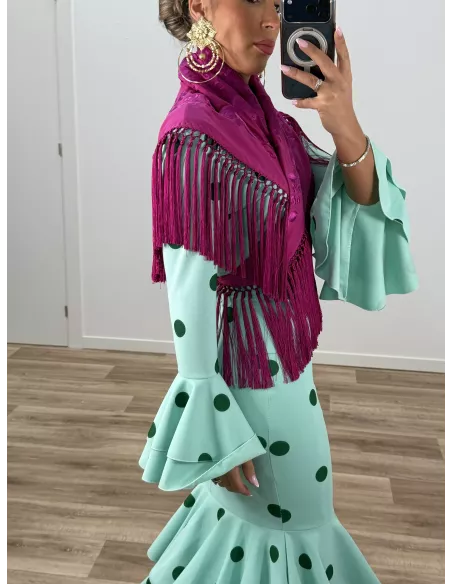 Mantón bordado unicolor buganvilla