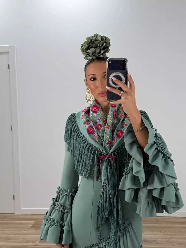 Flor Peonia verde agua