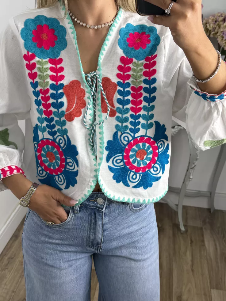 Chaqueta Indian ribete cuello azul