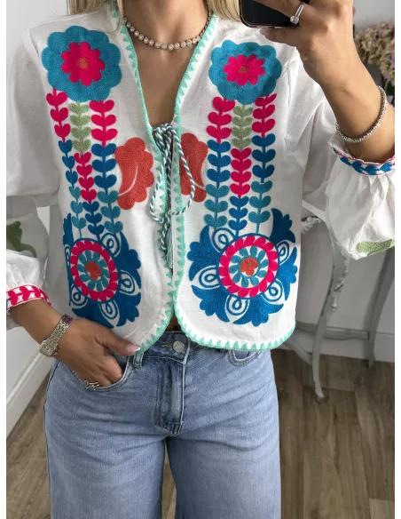 Chaqueta Indian ribete cuello azul