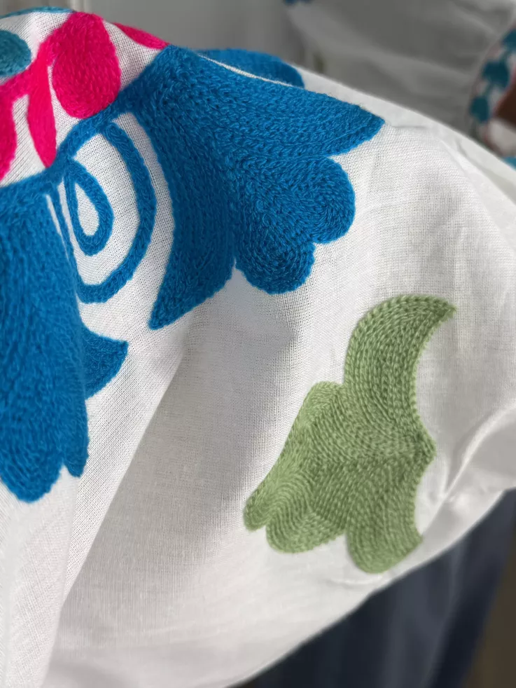 Chaqueta Indian ribete cuello azul