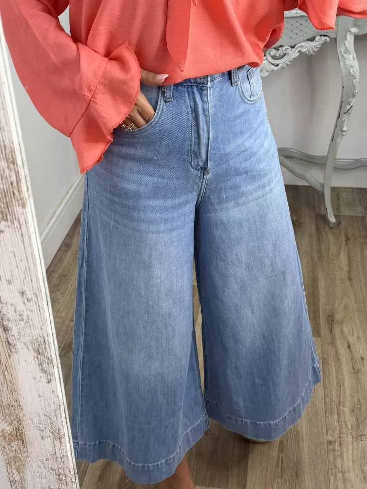 Jeans culotte denim claro